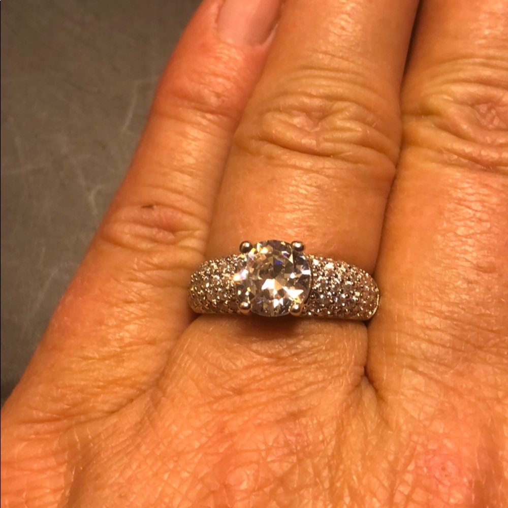 Sterling silver diamond ring